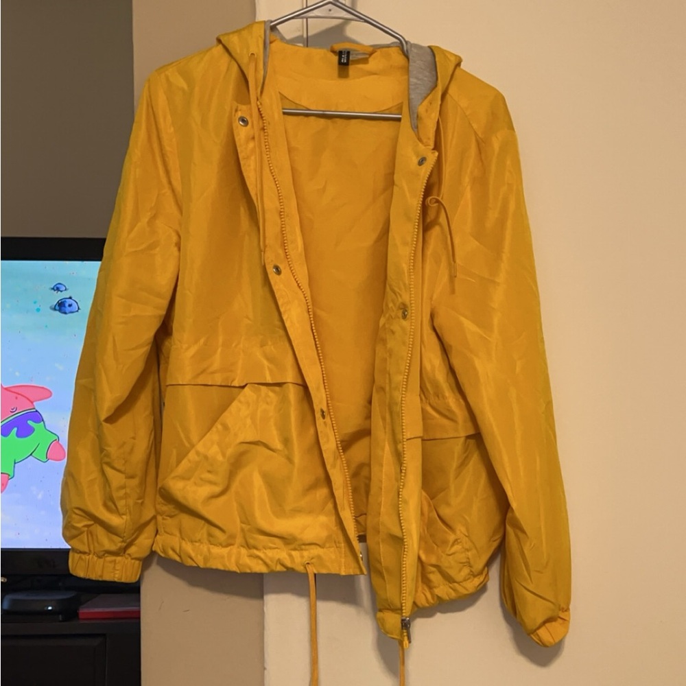 H&M DIVIDED Women’s Mustard Yellow Soft Rain Jacket LARGE